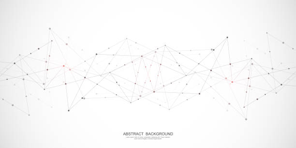 abstraktní polygonální pozadí se spojovacími tečkami a čarami. globální síťové připojení, digitální technologie a koncept komunikace - plexus stock ilustrace