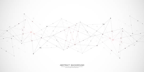 abstrakcyjne tło wielokątne z łączącymi kropkami i liniami. globalne połączenie sieciowe, technologia cyfrowa i koncepcja komunikacji - pattern information medium technology backgrounds stock illustrations