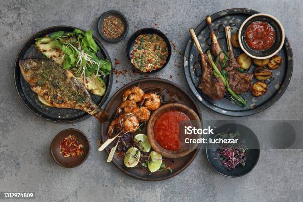 Latino Food Stock Photo - Download Image Now - Barbecue Grill, Barbecue - Meal, Meat