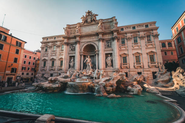 istock Rome, Trevi Fountain without people. Soft light during summer afternoon 1312982880