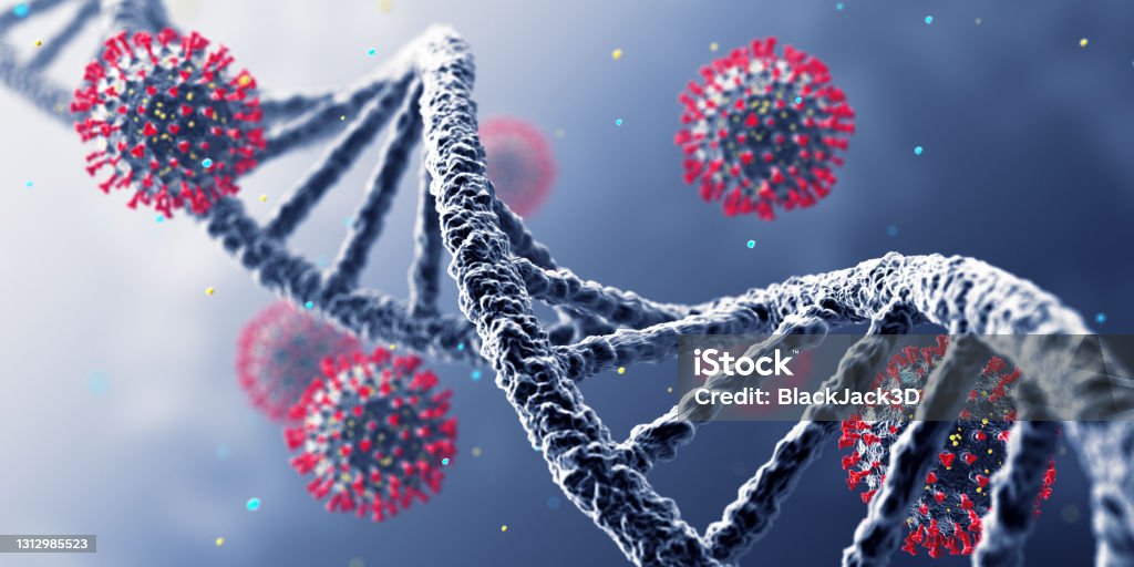 DNA Virus Wide DNA Infection. Concept. 3D Render Coronavirus Stock Photo