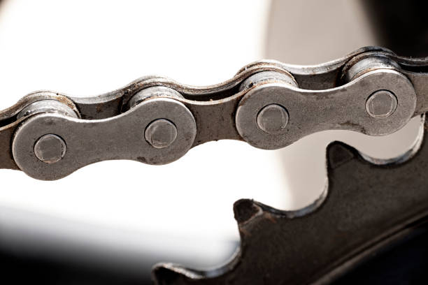 istock Macro view of a bicycle chain and sprocket 1312986698