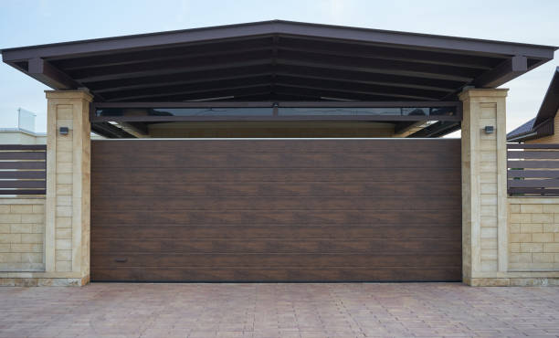 istock Modern sliding plastic gates for entrance under a canopy 1312992199