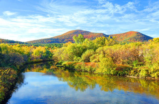 autumn in the berkshires near williamstown - berkshire mountains imagens e fotografias de stock