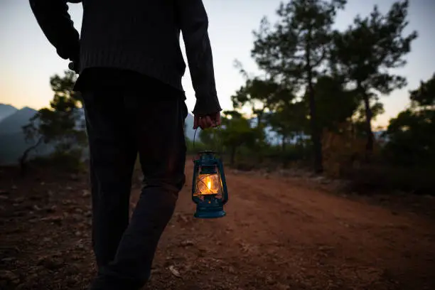 stroll through the woods with a kerosene lamp.
Strolling with the kerosene in the sunset.