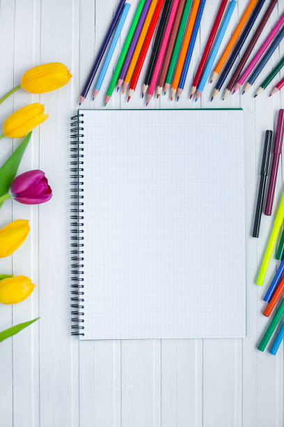istock Blank paper and colorful pencils 1313010212