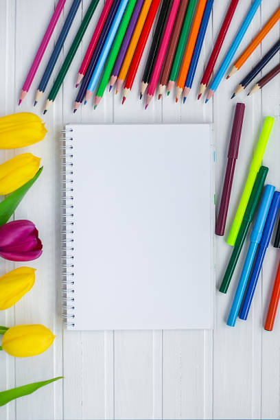 istock Blank paper and colorful pencils 1313010307