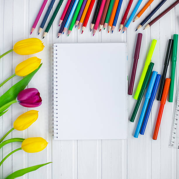 istock Blank paper and colorful pencils 1313010326