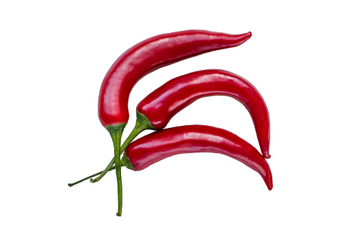 Hot red chilli pepper or chili pepper isolated on white background