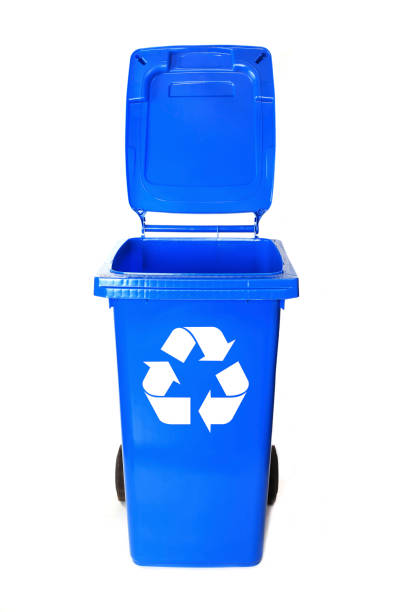 istock Recycling isolated bins on white background (blue) 1313012812