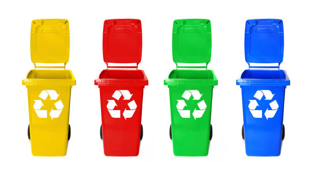 istock Colorful recycle bins on white 1313012822