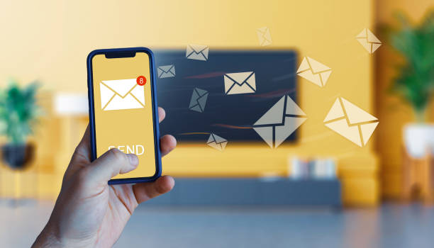 istock Send message and email from your phone. 1313013646