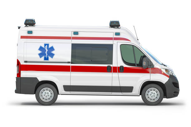 krankenwagen isoliert auf weiß. - medical occupation flash stock-fotos und bilder