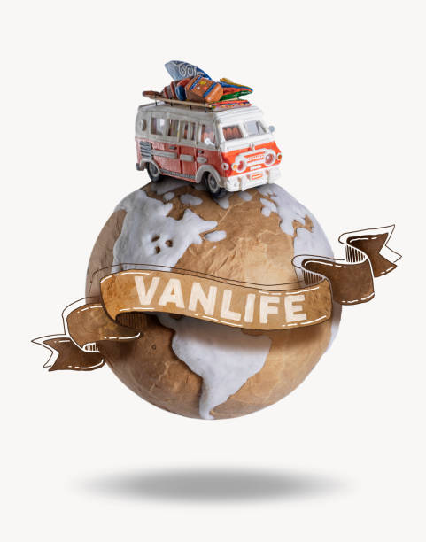 istock Motor home camper driving on the earth globe on vacations 1313016757