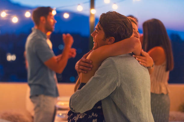 istock Couple embracing at dusk. They are very happy and affectionate. 1313020570