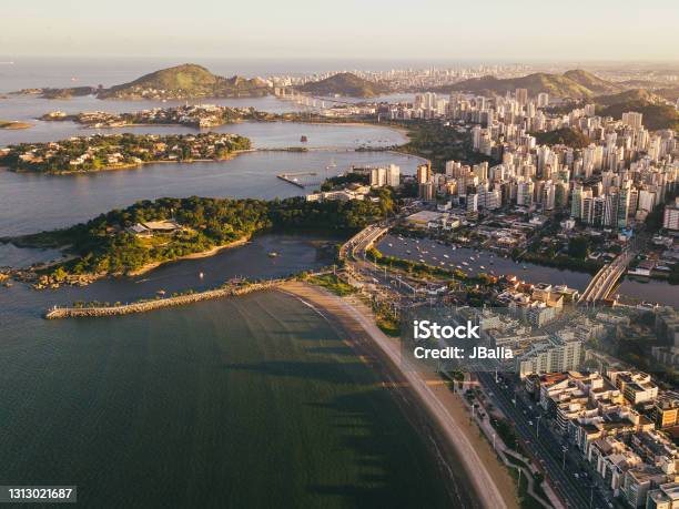 Aerial View Of The Vitória City In Espírito Santo Brasil Stock Photo - Download Image Now