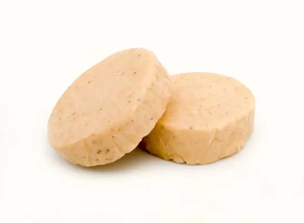 Photo of Marchpane and marzipan (mazapan) on white background