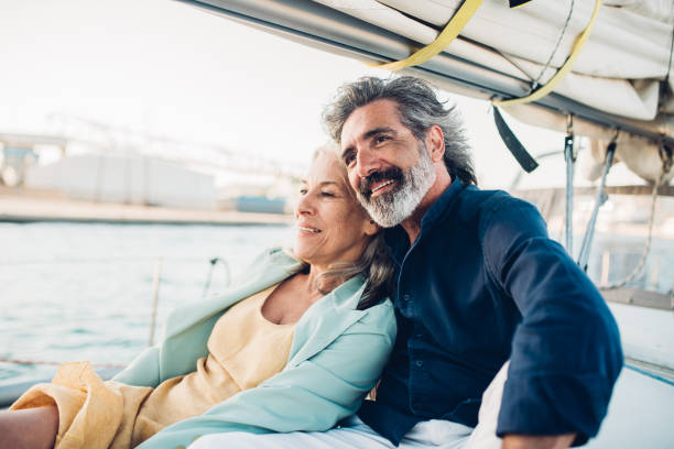 istock Senior couple relaxing on their yacht 1313029867