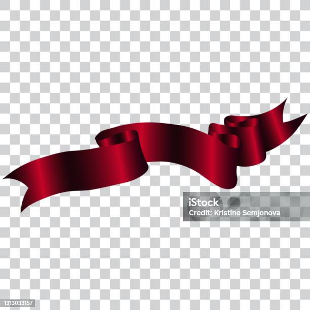 Dark Red Ribbon Vector Illustration Stock Illustration - Download Image Now  - Anniversary, Art, Box - Container - iStock