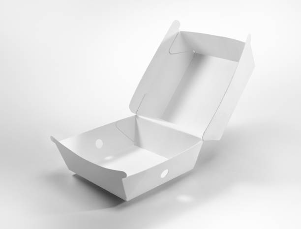 istock Blank white burger carton box mock up isolated on white background 1313042633