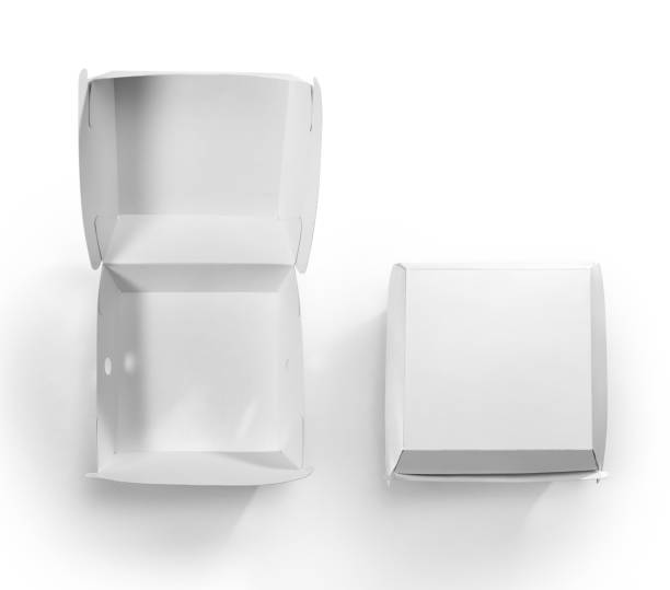 istock Blank white burger carton box mock up isolated on white background 1313042635