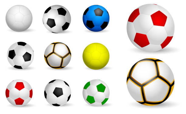 gerçekçi çocuk futbol topu veya futbol topu çocuklar beyaz arka plan veya gerçekçi ayak topu konsepti üzerinde gerçekçi seti. eps 10 vektör - indonesia football stock illustrations