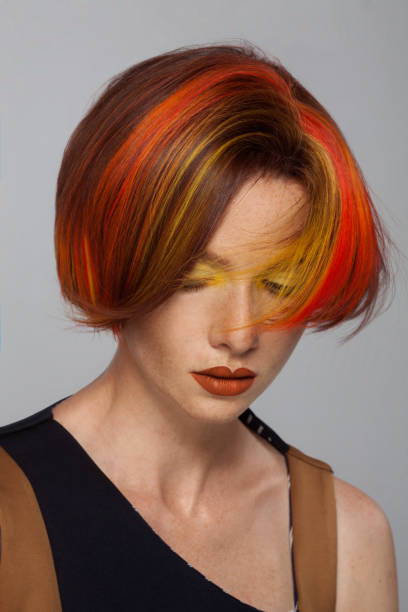 istock Readhead woman beauty studio portrait on gray background. 1313057796