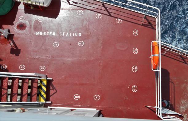 Muster station on board a ship Muster station is the place where all the crew would muster in the event of an emergency muster station stock pictures, royalty-free photos & images