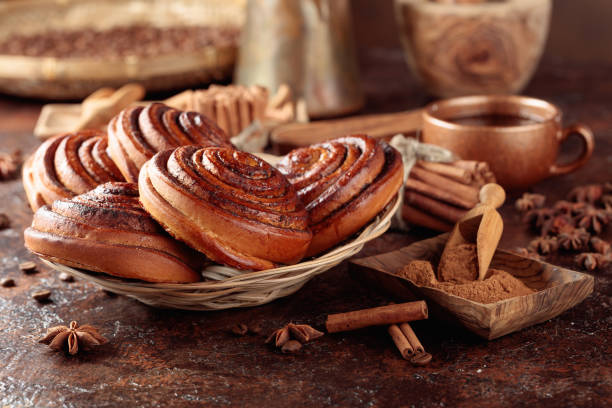 istock Freshly baked sweet cinnamon buns. 1313064725