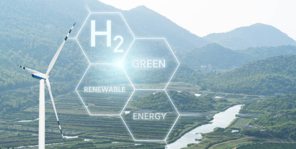 yenilenebilir enerji kaynaklarından yeşil hidrojen elde - hidrojen stok fotoğraflar ve resimler