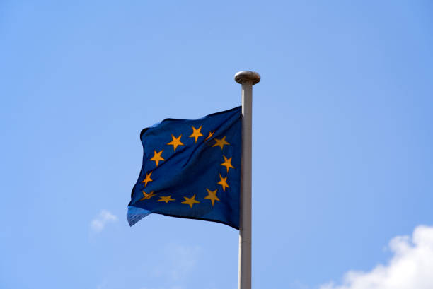 istock European flag in the wind. 1313066013