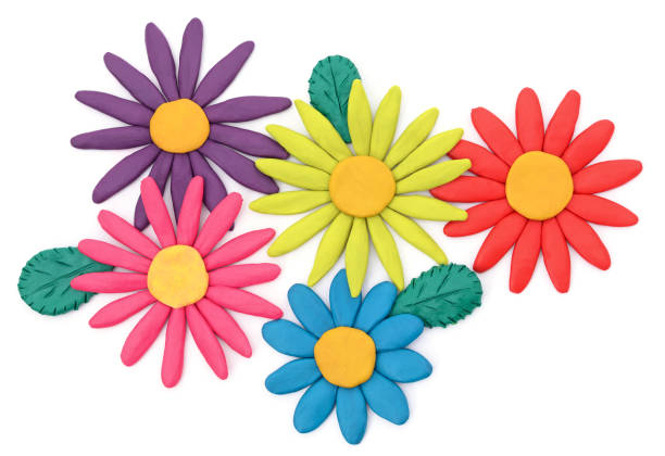 istock Plasticine flowers with leaves. 1313067866