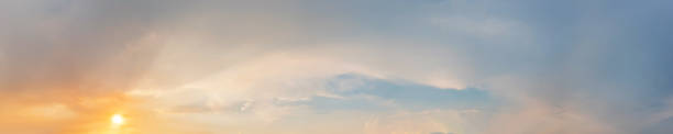 istock Dramatic panorama sky with cloud on sunrise and sunset time. 1313069787