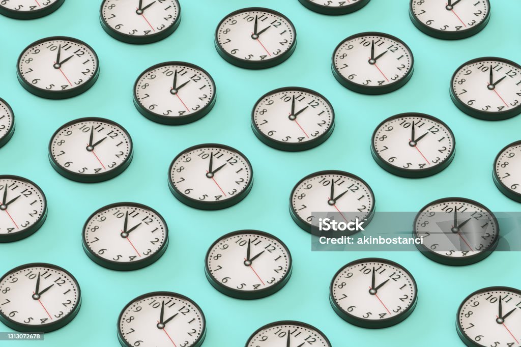 Wall Clock Background 3d rendering of Wall Clock Background.  Countdown, reminder, deadline concept. Clock Stock Photo