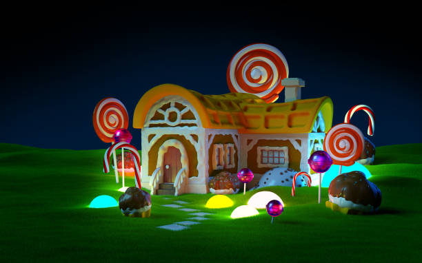 istock gingerbread house green field night 1313073447
