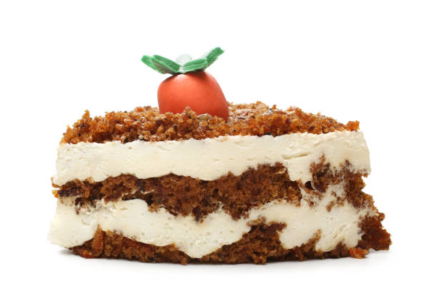 istock Slice of cream cake with marzipan decoration 1313074649
