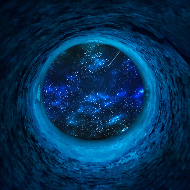 istock View from the well to the starry sky. Nature. 1313075979