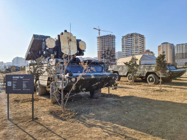 Baku, Azerbaijan - 04-16-2021: Osa on BAZ-5937m, low-altitude, short-range tactical surface-to-air missile system