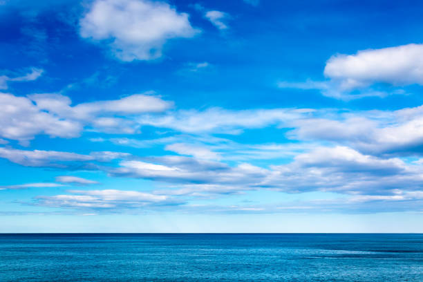 View to the sea and blue cloudy sky