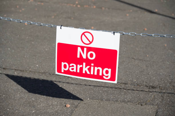 istock No parking private property red sign on chain 1313079574