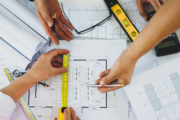 istock Architect and design draw the structure of the building. 1313079909