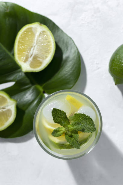 istock Refreshing homemade lemonade with ice and mint 1313082183