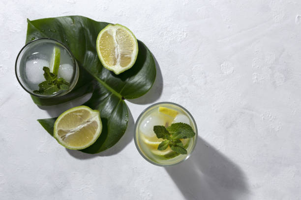 istock Refreshing homemade lemonade with ice and mint 1313082211