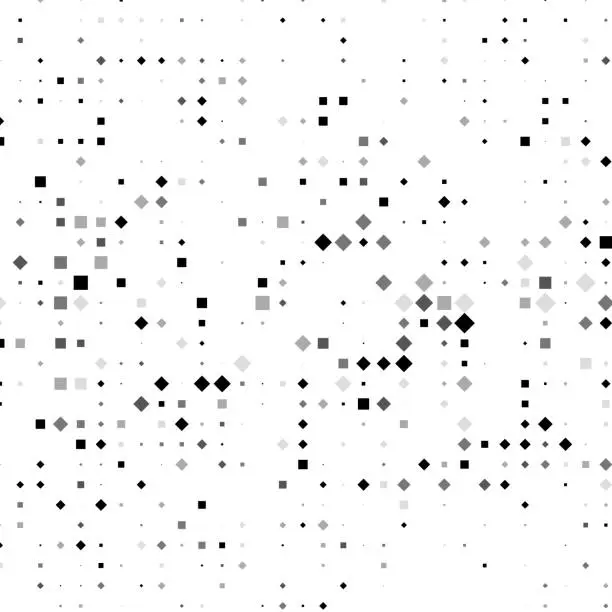 Vector illustration of Falling squares and diamonds in matrix pattern, most are missing