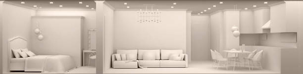 istock interior of three rooms in plain color 1313096841