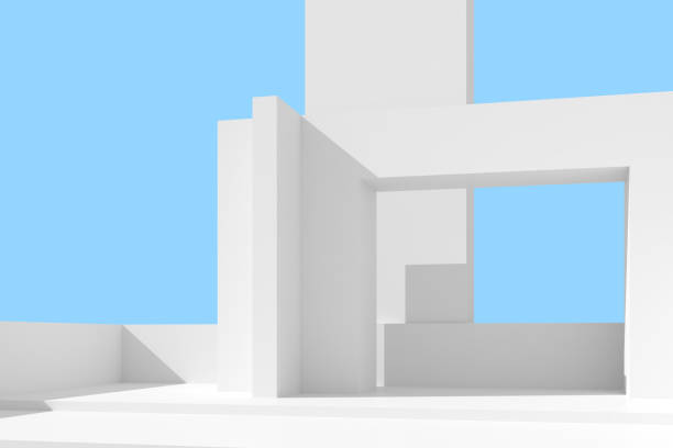 istock 3D illustration of abstract architecture background, Minimal architectural poster. 1313097901