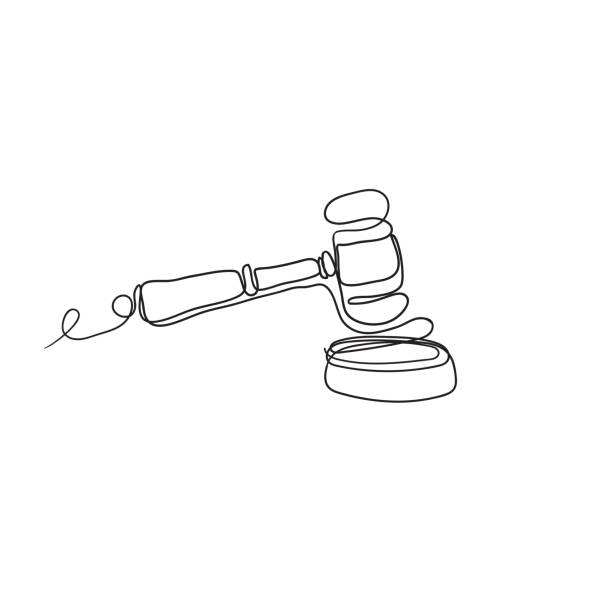 continuous line drawing wooden gavel illustration vector isolated continuous line drawing wooden gavel illustration vector isolated lawyer drawings stock illustrations