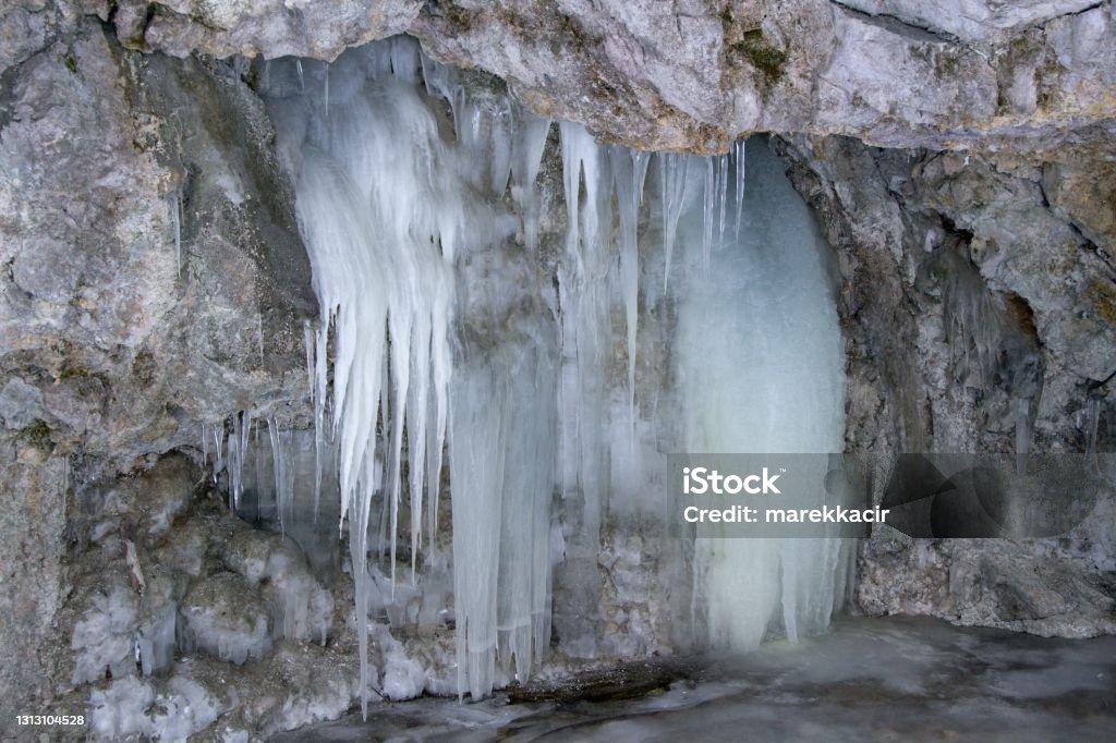 Forest Icefall Icefall In Cave Stock Photo - Download Image Now - Abstract ...