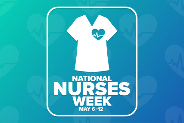 ilustrações de stock, clip art, desenhos animados e ícones de national nurses week. may 6 - 12. holiday concept. template for background, banner, card, poster with text inscription. vector eps10 illustration. - 6 12 months