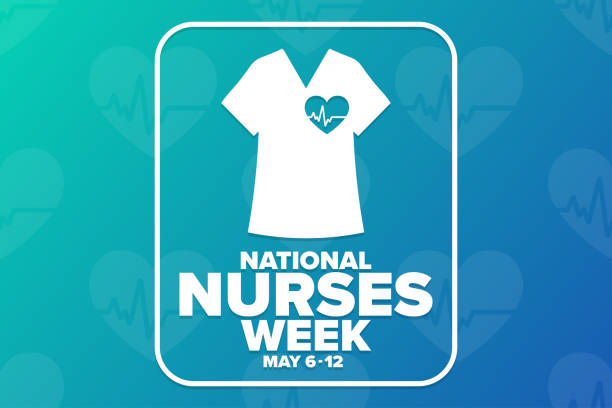 National Nurses Week. May 6 - 12. Holiday concept. Template for background, banner, card, poster with text inscription. Vector EPS10 illustration. National Nurses Week. May 6 - 12. Holiday concept. Template for background, banner, card, poster with text inscription. Vector EPS10 illustration nurse stock illustrations